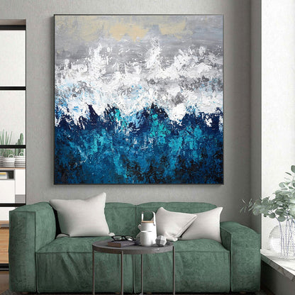 Acrylic Modern Art Paintings Blue Gray White Abstract Landscape Art PT382