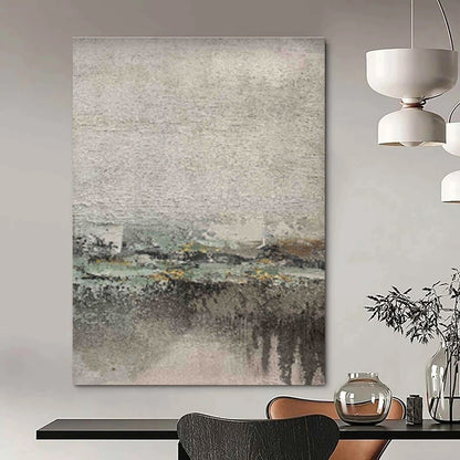 Oversized Abstract Wall Art Gray, Beige, and Green Textured Abstract Landscape Art DPS472