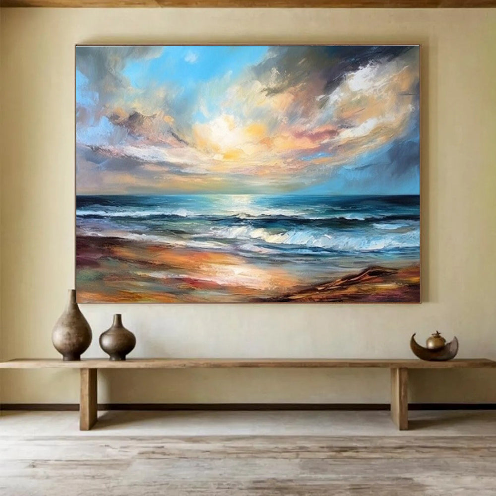 Cool Abstract Paintings Multicolor Seaside Sunset Expressive Art HPS338