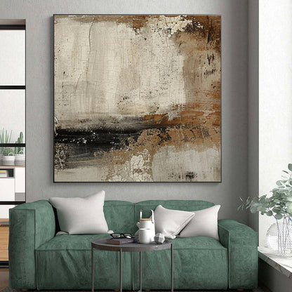 Large Contemporary Wall Art Beige Brown Black Textured Abstract Art PT489