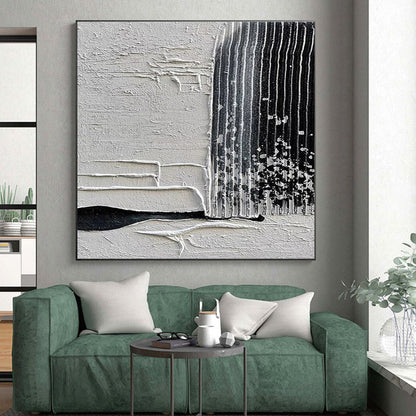 Oversized Abstract Wall Art Black White Textured Abstract Art PT379
