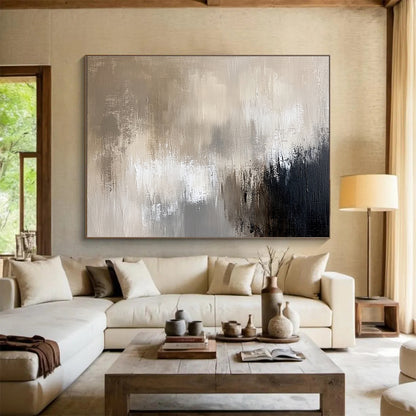 Unique Abstract Art Beige, Gray & Black Textured Abstract Painting HPS300