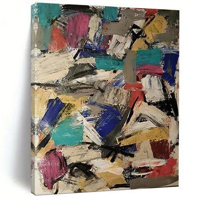 Huge Size - Multicolor Chaotic Blocks Abstract Expressionism Painting PT572