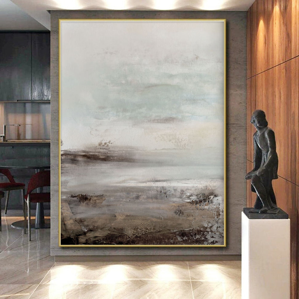 Large Size Beige, Grey, and Brown Abstract Landscape Textures Art PT237