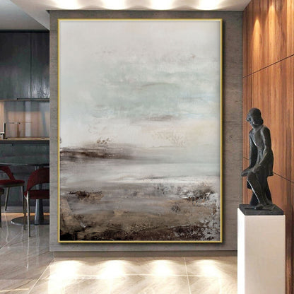 Large Size Beige, Grey, and Brown Abstract Landscape Textures Art PT237