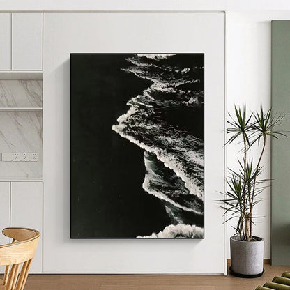 Minimalist Canvas Art Black and White Abstract Wave Painting DPS454