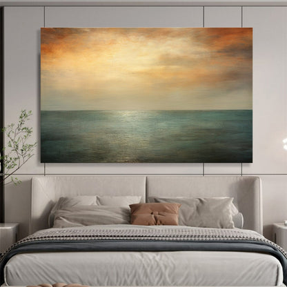 Unique Abstract Art Orange & Teal Abstract Sea & Sky Art HPS170