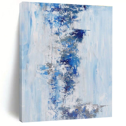 Large Size Abstract Art in Shades of Blue and Gray, Hand-Painted Acrylic Modern Art PT294