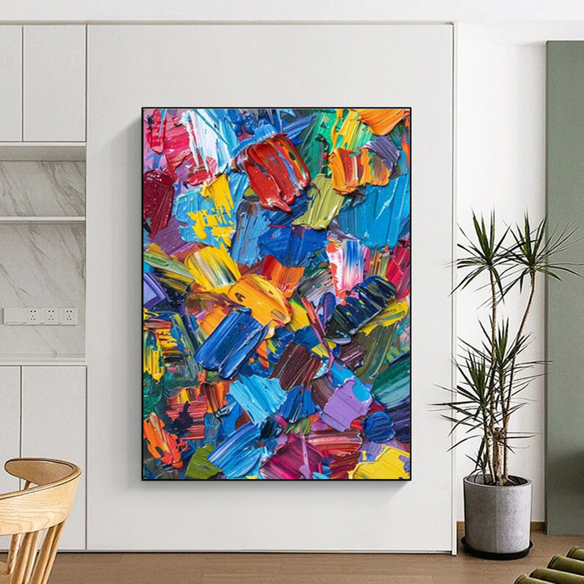 Cool Abstract Paintings Multicolor Thick Textured Abstract Art PT363
