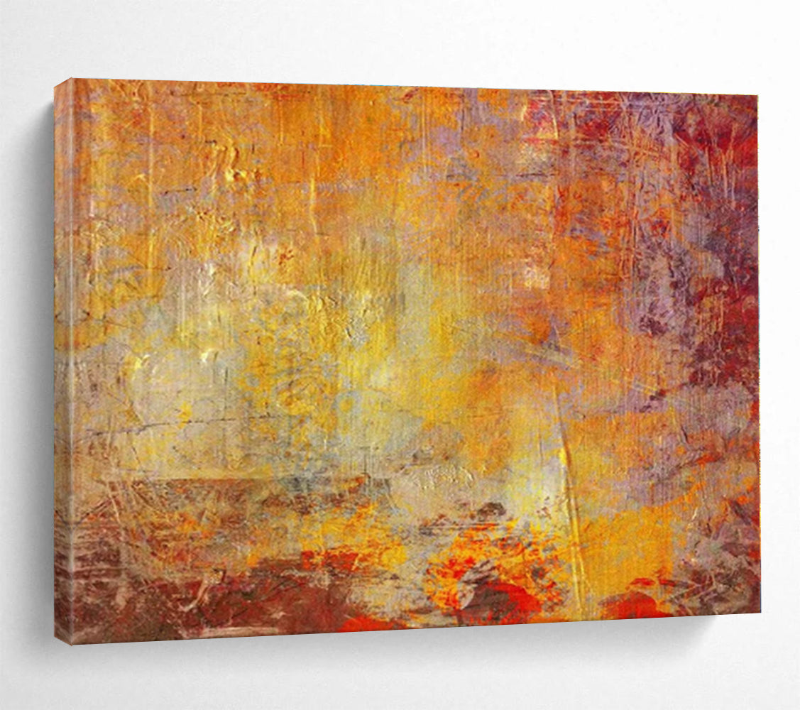 Acrylic Modern Art Paintings Warm Orange & Red Textured Abstract On Canvas HPS062