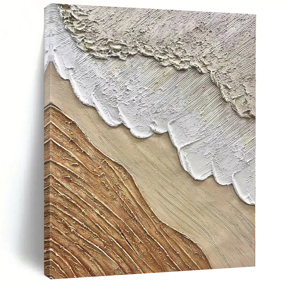 Handmade Art Textured Beige and Brown Abstract with Layered Details PT013