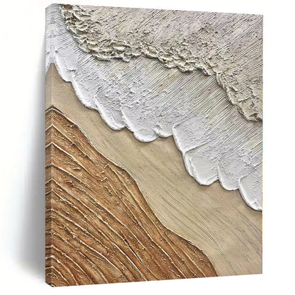 Handmade Art Textured Beige and Brown Abstract with Layered Details PT013