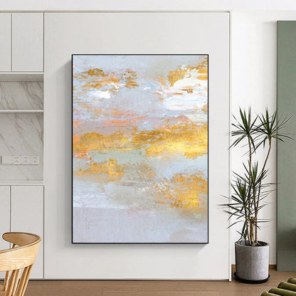 Oversized Abstract Wall Art in Grey, Gold, and Peach Abstract Textural Layers PT239