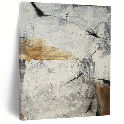 Unique Abstract Art in Grey, White, Brown, and Black Textural Abstract Shapes PT259