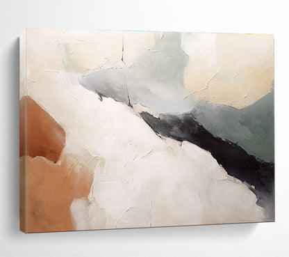 Oversized Abstract Wall Art Beige, Black, and Brown Textured Minimalist Art HPS337