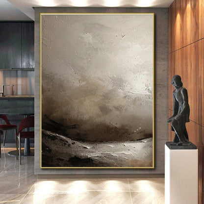 Cool Abstract Paintings Gray Beige Textured Abstract Landscape Art PT488