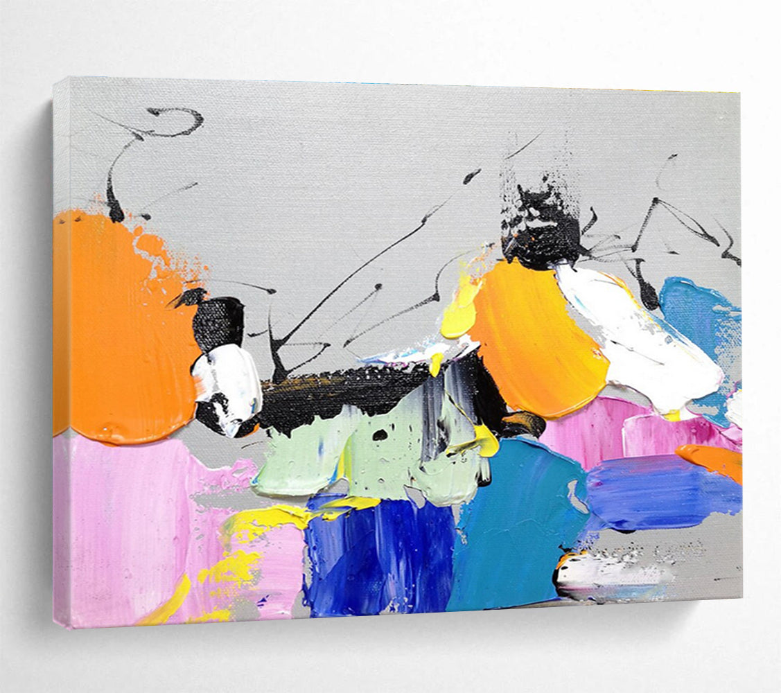 Unique Abstract Art Multicolor (Orange, Pink, Blue, Yellow) Textured Abstract Painting HPS233