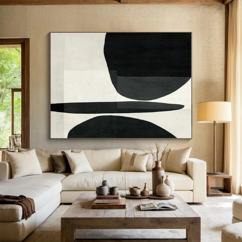 Modern Art Acrylic Black and White Geometric Abstract Art PT778