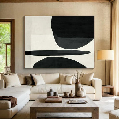 Modern Art Acrylic Black and White Geometric Abstract Art PT778