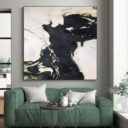 Black & White Dynamic Brush Strokes Abstract Art - Handmade Art PT574