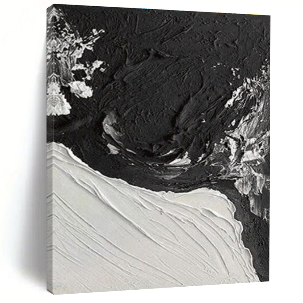 Textured Black & White Abstract Art - Hand Painting with Thick Layers PT575