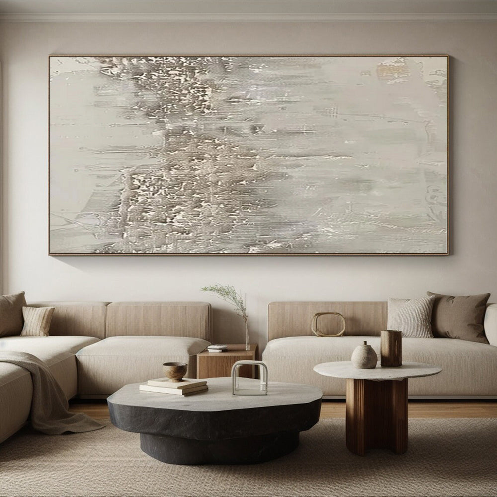 Hand Painted Art Beige Textured Abstract Art PT371