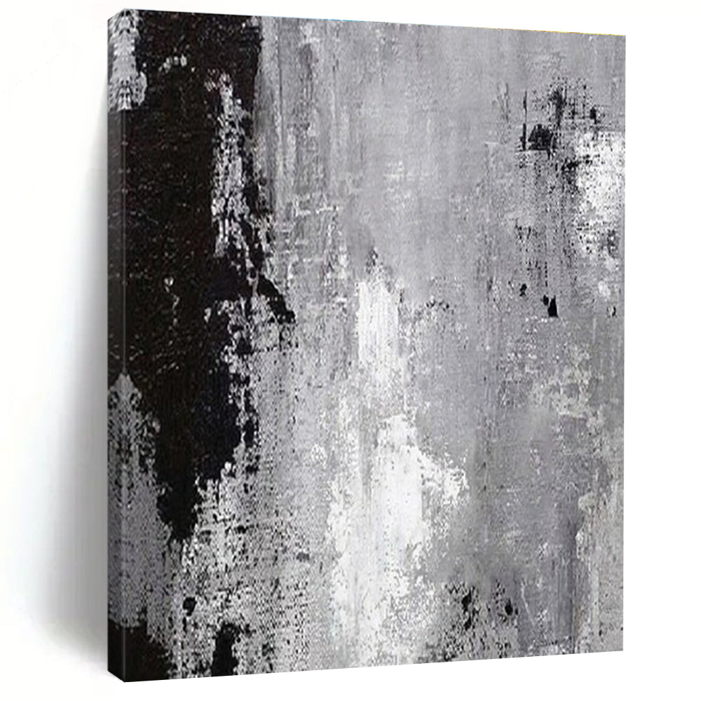 Cool Abstract Paintings Black, Gray, and White Textured Abstract Art PT705