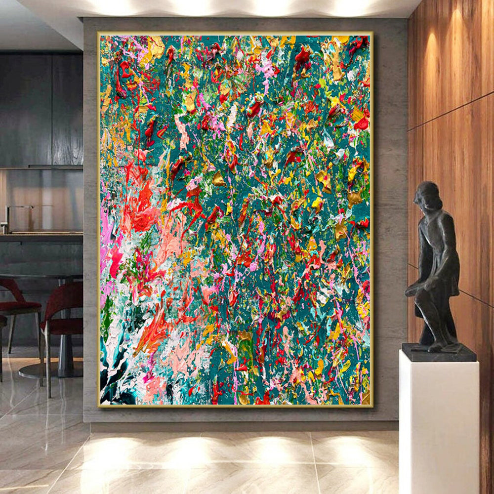 Oversized Abstract Wall Art Colorful Floral Abstract Art PT723