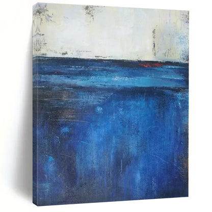 48x60 Blue & Gray Textured Seascape Abstract Painting On Canvas PT096