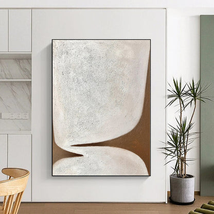 Modern Art Acrylic Beige & Brown Textured Abstract Painting On Canvas PT039