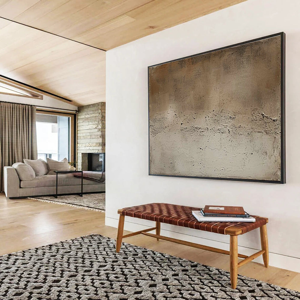 Acrylic Modern Art Paintings Beige & Gray Textured Abstract Art HPS227