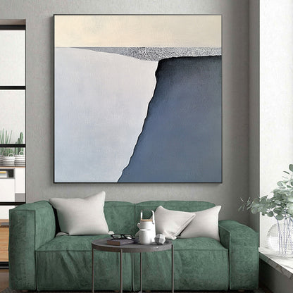 Big Abstract Painting On Canvas, Gray White Abstract Minimalist Geometric Art On Canvas PT163