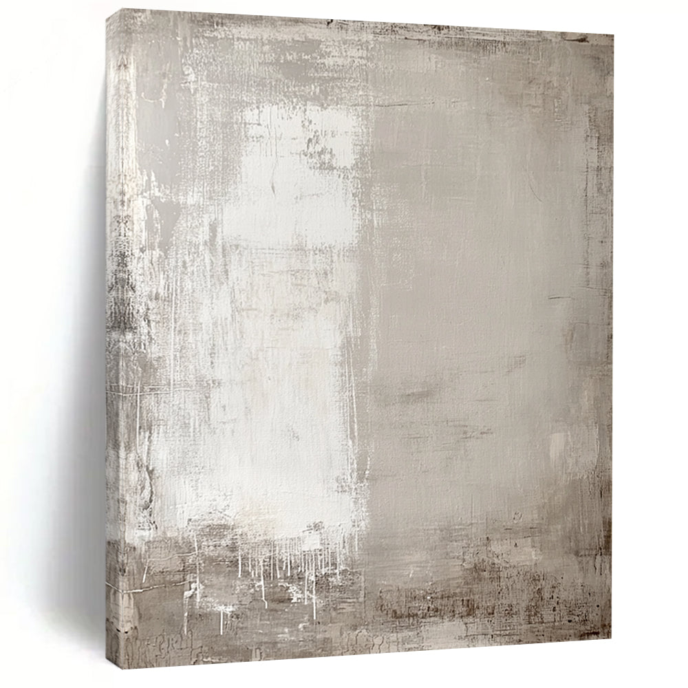 Big Abstract Painting On Canvas With Gray, White Textured Minimalist Design On Canvas PT183