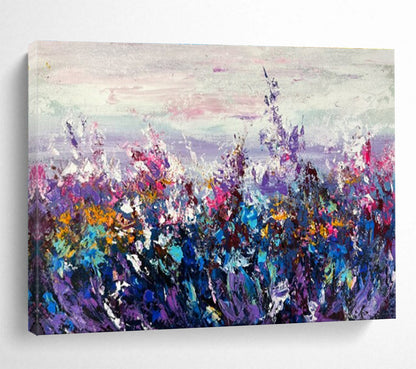 Large Painting In Living Room Multicolor Abstract Wildflower Field Art HPS345