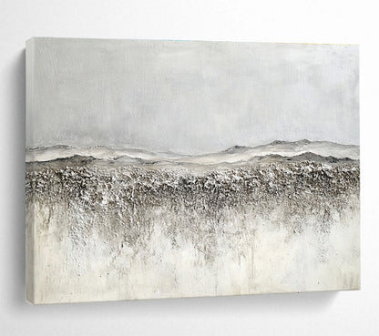 Oversized Abstract Wall Art Gray & White Textured Landscape Abstract Painting HPS253