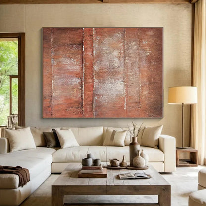 Hand Painted Art Rust Brown Textured Abstract Art PT352