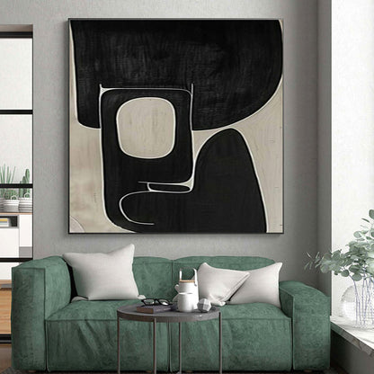 Unique Abstract Art Black and Beige Organic Abstract Art PT683