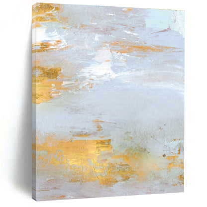 Cool Abstract Paintings in Grey, Gold, and Peach Abstract Textural Compositions PT240