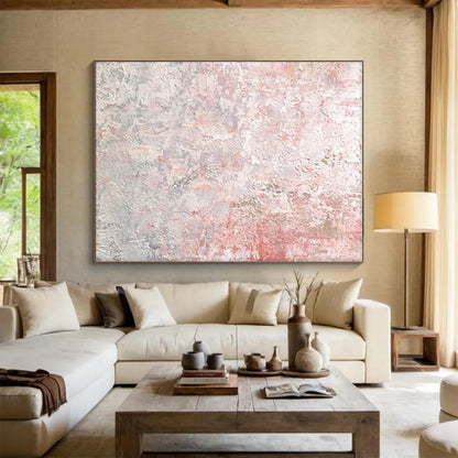 Hand-Painted Pink and Gray Textured Abstract Art, Acrylic Modern Art Painting PT291