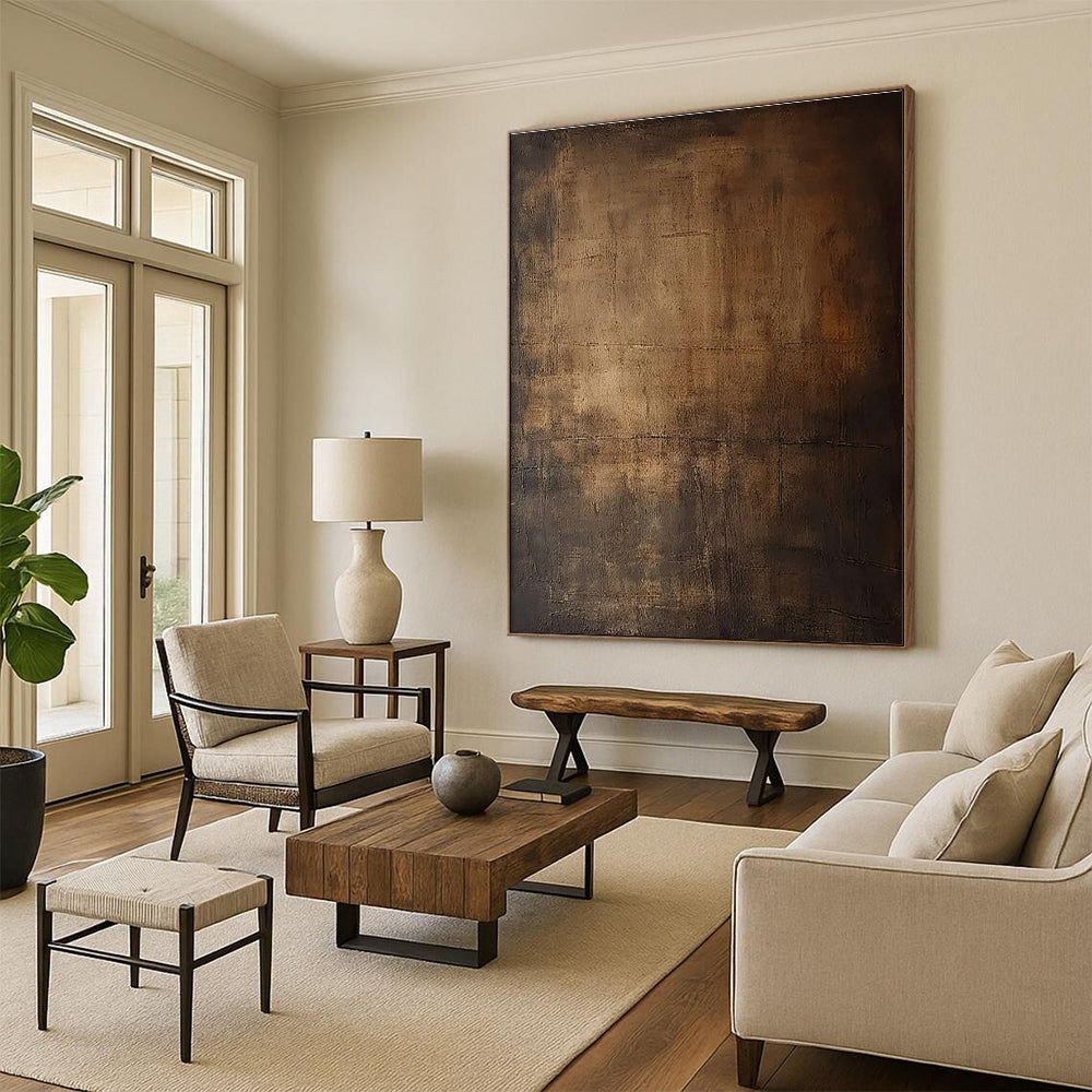 Unique Abstract Art Brown Textured Monochromatic Abstract Painting PT623