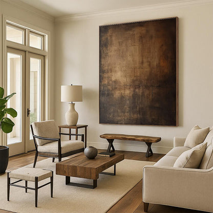 Unique Abstract Art Brown Textured Monochromatic Abstract Painting PT623