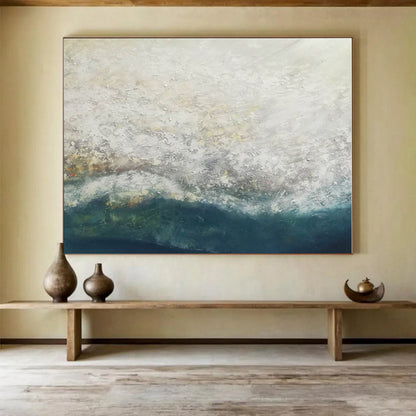 Hand-Painted Neutral Tones Textured Sea Abstract Painting On Canvas HPS081