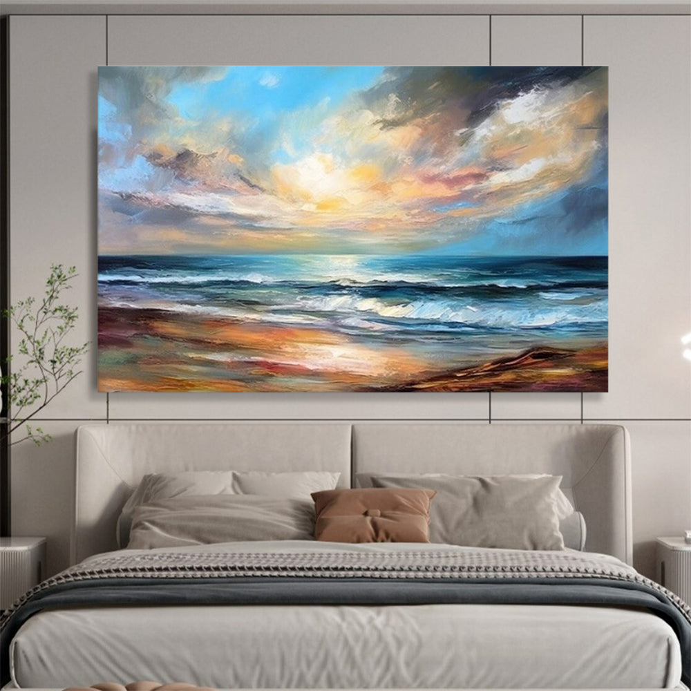 Cool Abstract Paintings Multicolor Seaside Sunset Expressive Art HPS338