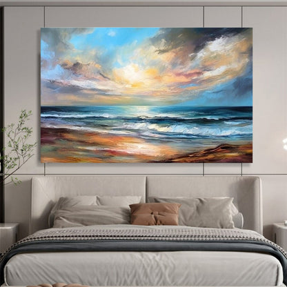 Cool Abstract Paintings Multicolor Seaside Sunset Expressive Art HPS338