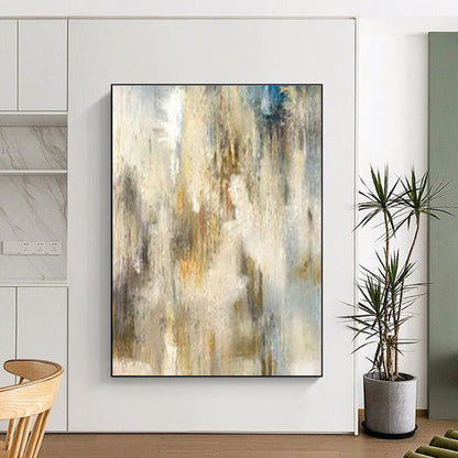 Modern Art Acrylic Beige, Brown, and Blue Abstract Art PT650