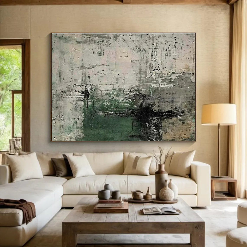 Buy Abstract Art Online Green, Gray, and Black Textured Abstract Urban Art HPS359