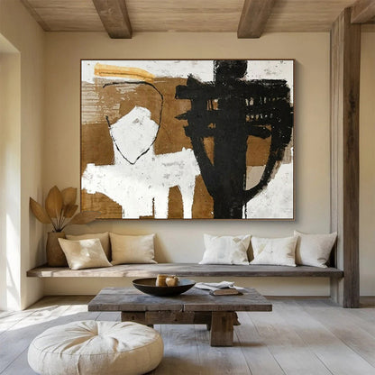 Huge Size Black, White, and Brown Abstract Figurative Art HPS383