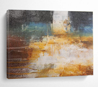 Modern Art Acrylic Earthy Tones Abstract Composition On Canvas HPS010