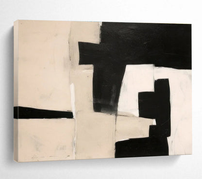 Minimalist Canvas Art Black & White Abstract Geometric Art HPS202