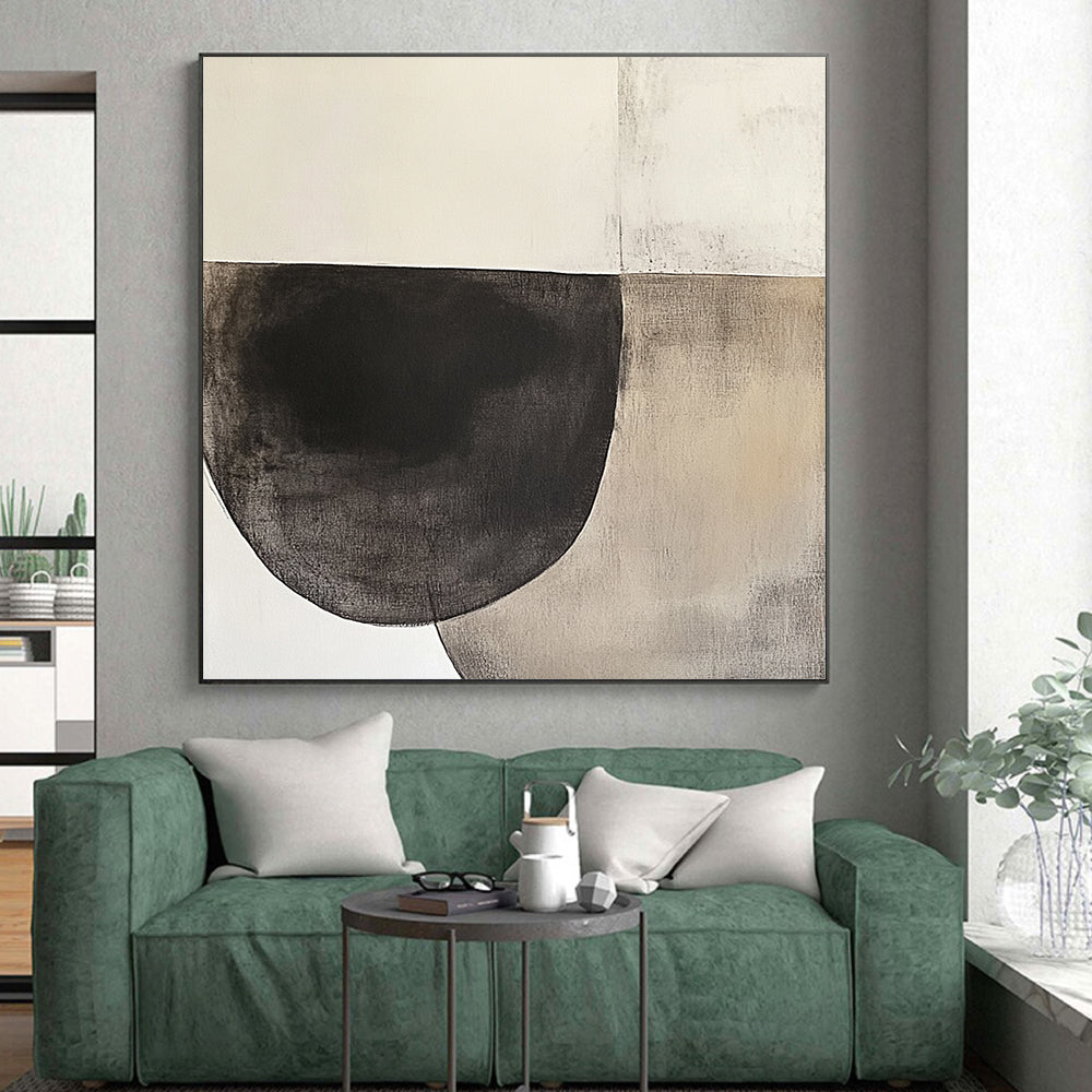 Wall Decor Abstract Paintings Large, Black Beige Gray Abstract Minimalist Art PT156